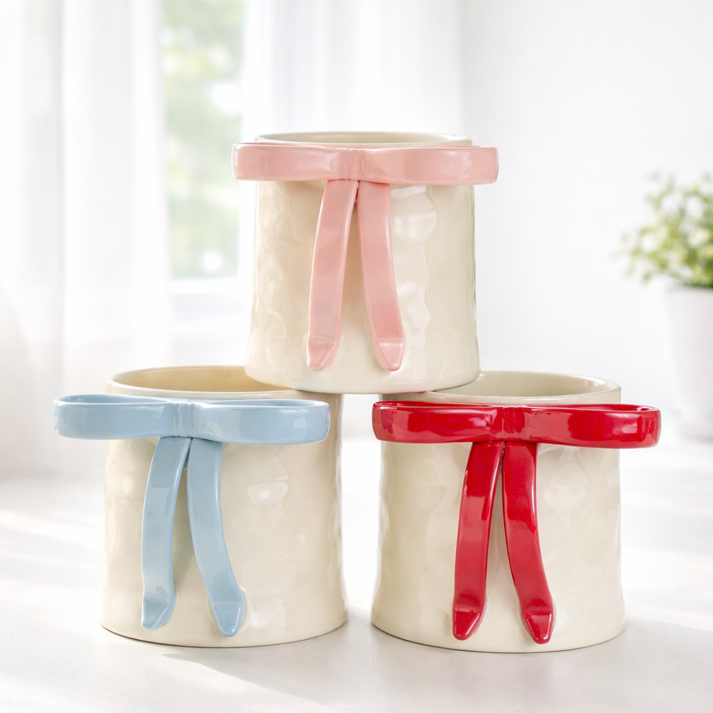 Plain mug with ribbon handle