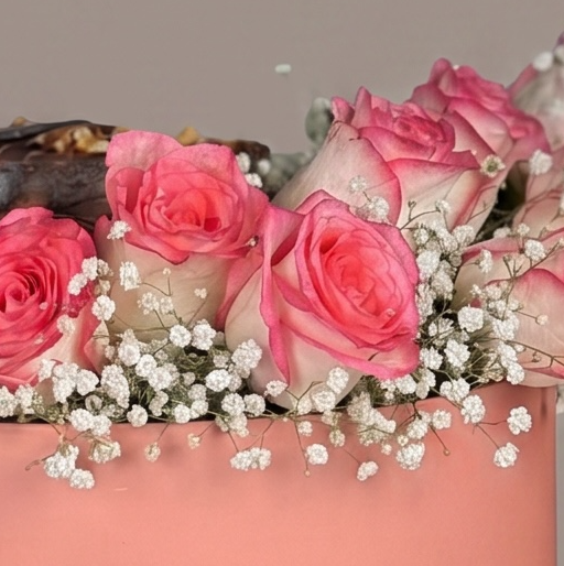 10 roses & small cake bundle