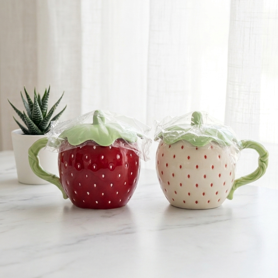 Strawberry mug with silicon cover
