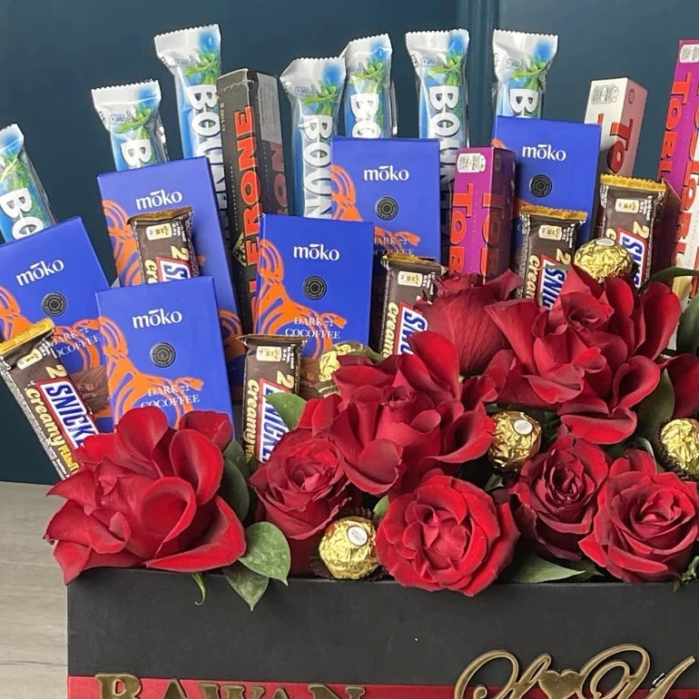 Luxury Red Roses & Chocolate Gift Box