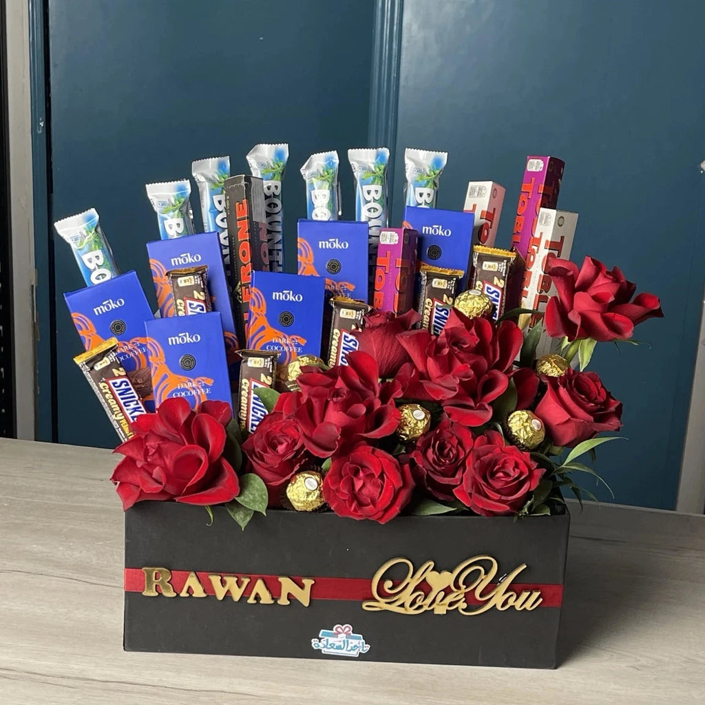 Luxury Red Roses & Chocolate Gift Box