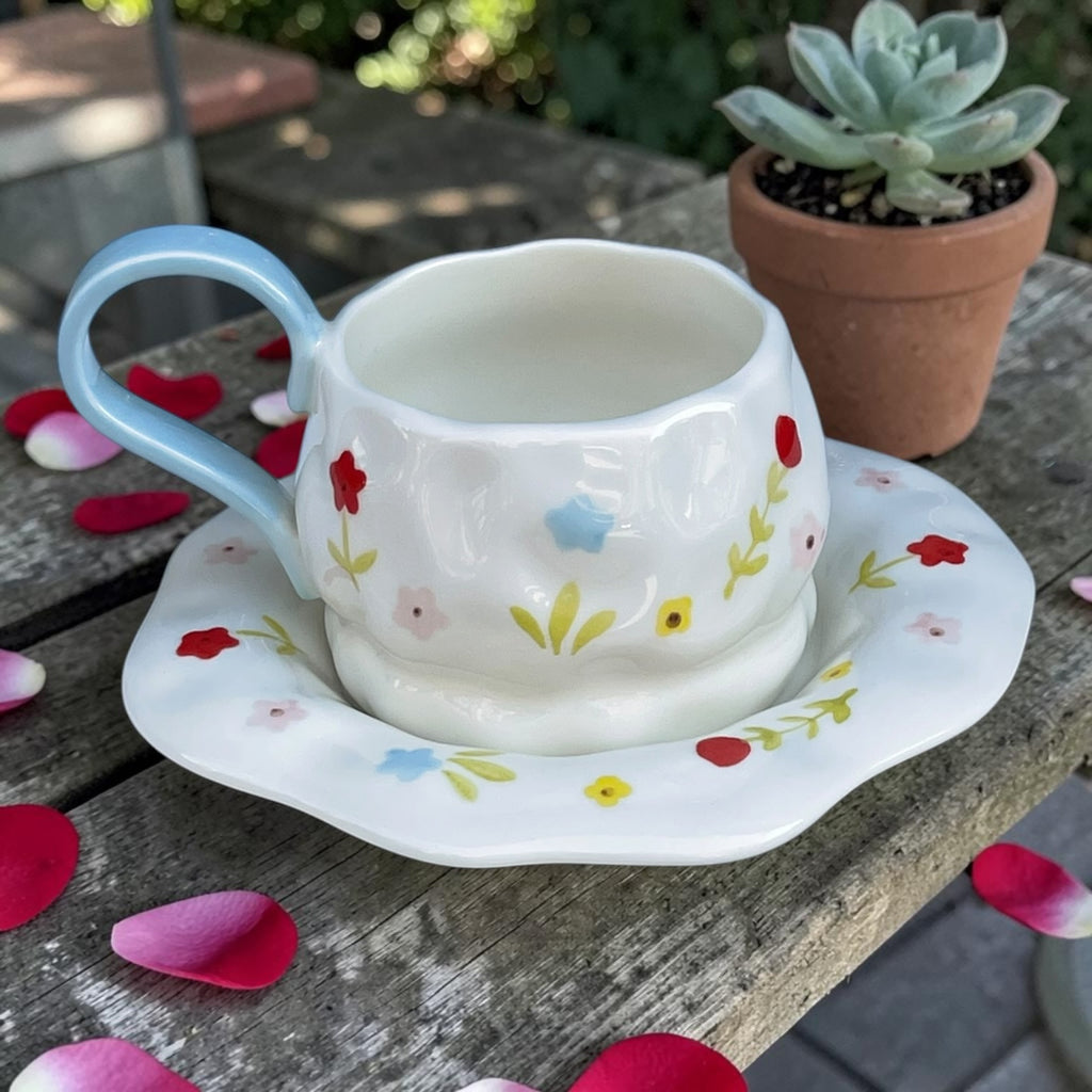 Mug with floral plate