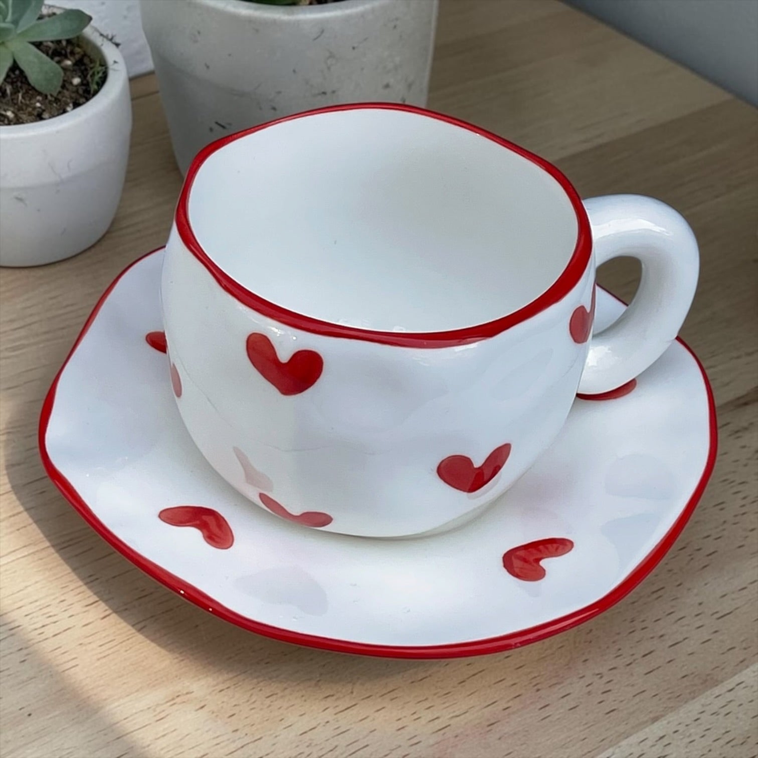 Hearts mug with plate