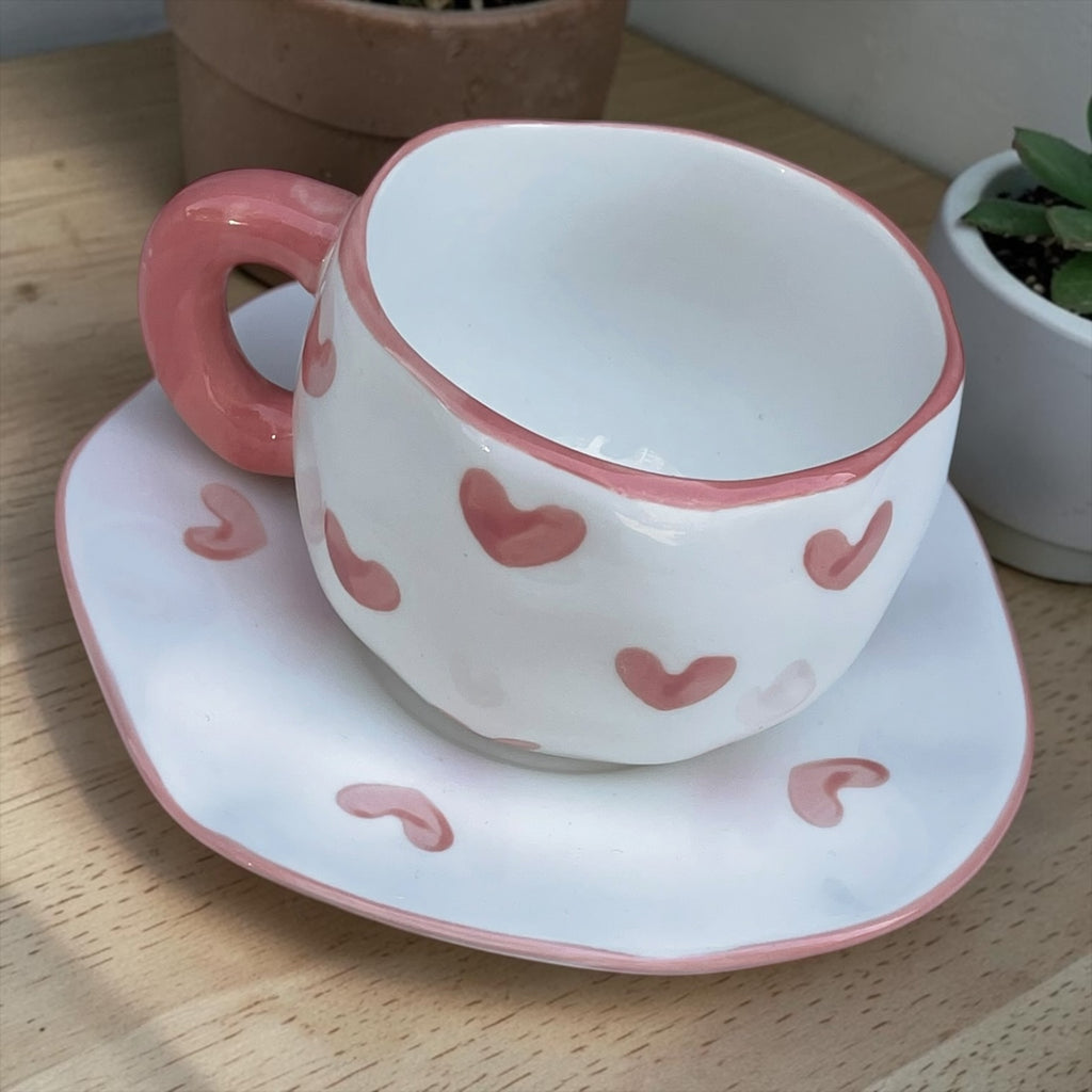 Hearts mug with plate