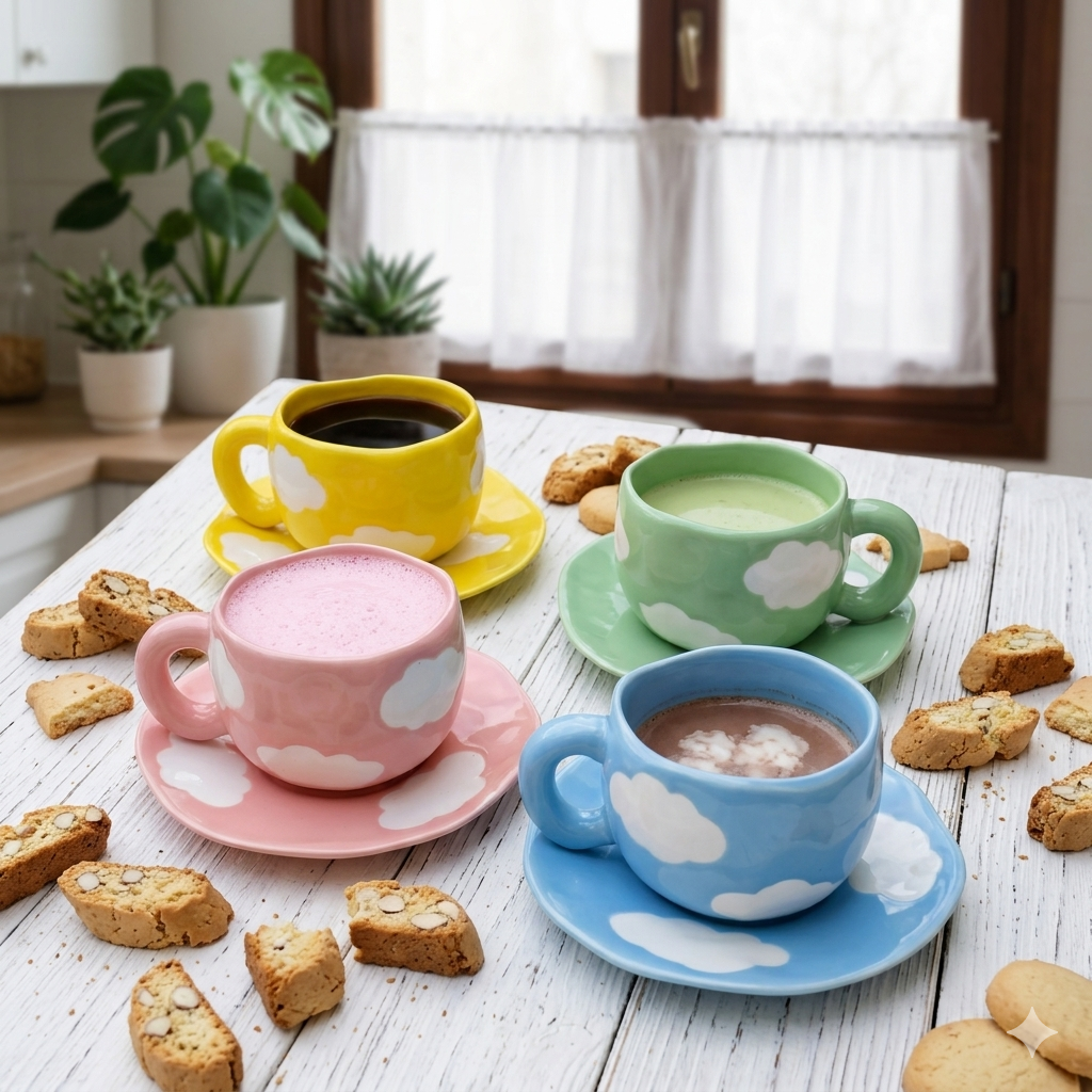 Cloudy mug with plate