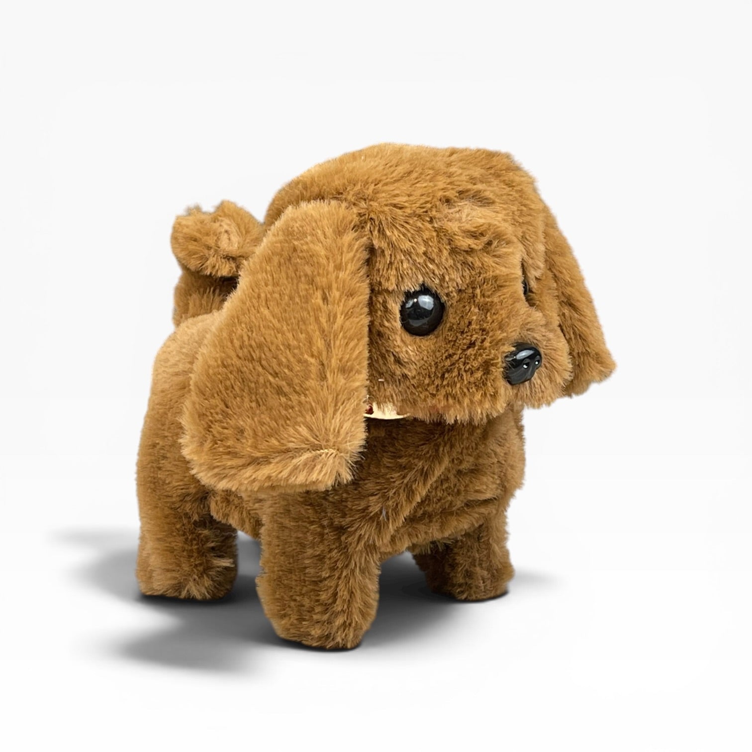 Interactive plush dog toy