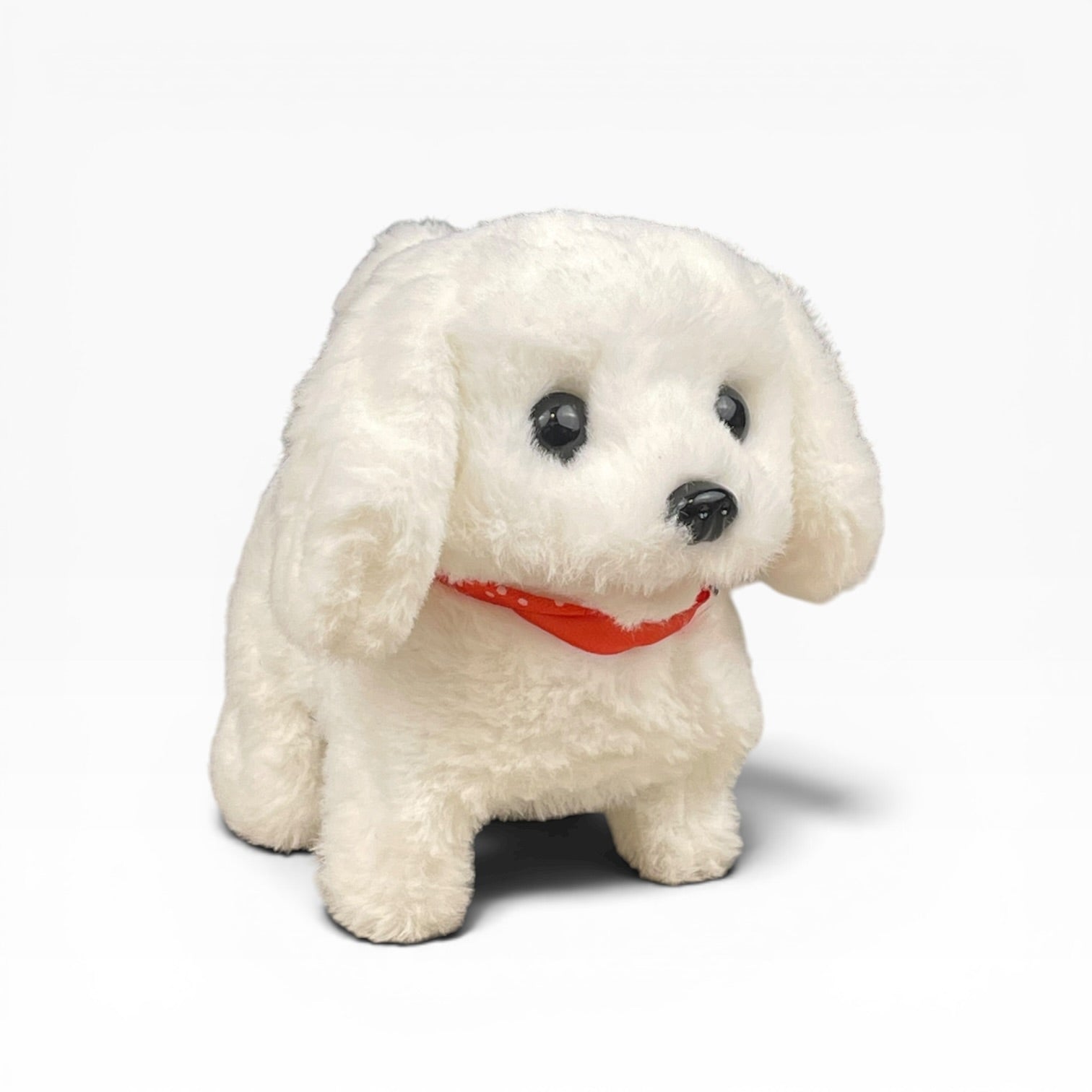 Interactive plush dog toy