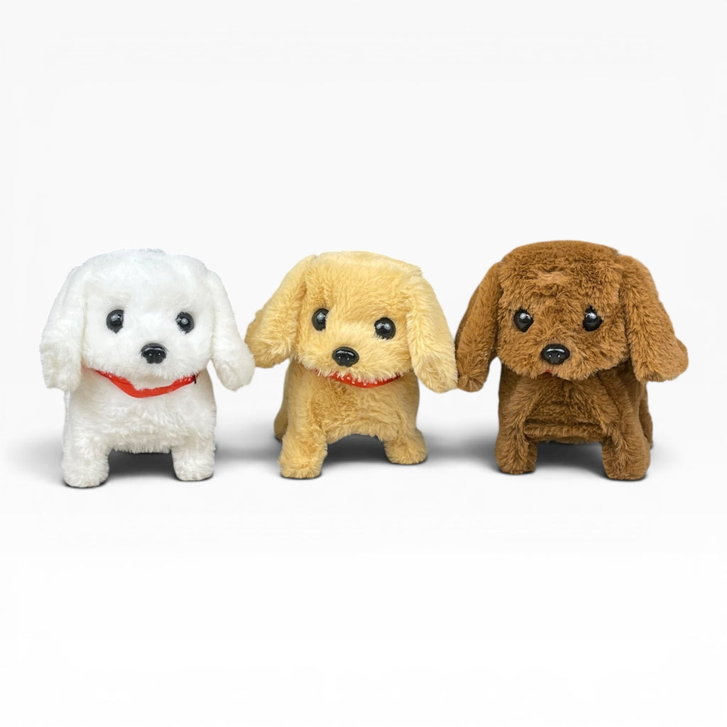 Interactive plush dog toy