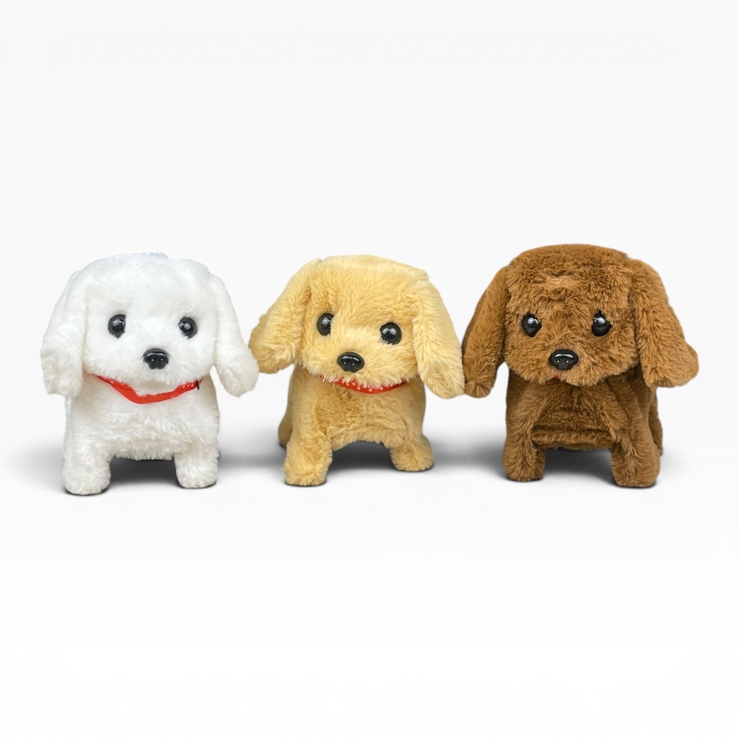 Interactive plush dog toy