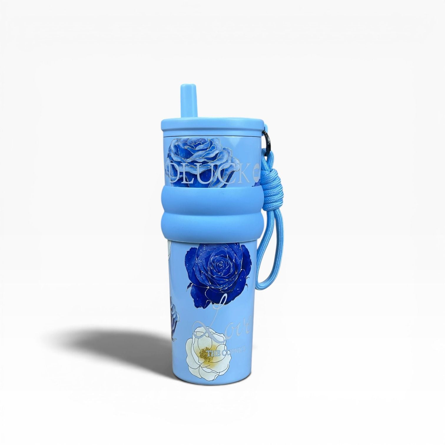 Floral Patterned Tumbler With Straw