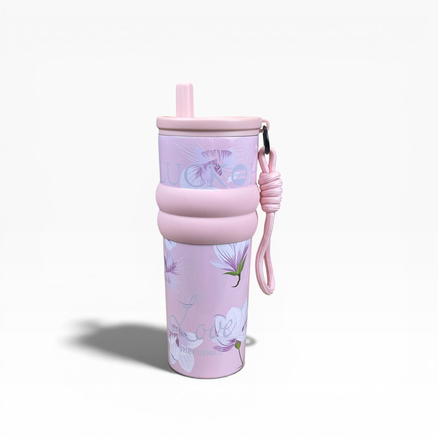 Floral Patterned Tumbler With Straw