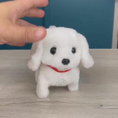 Interactive plush dog toy