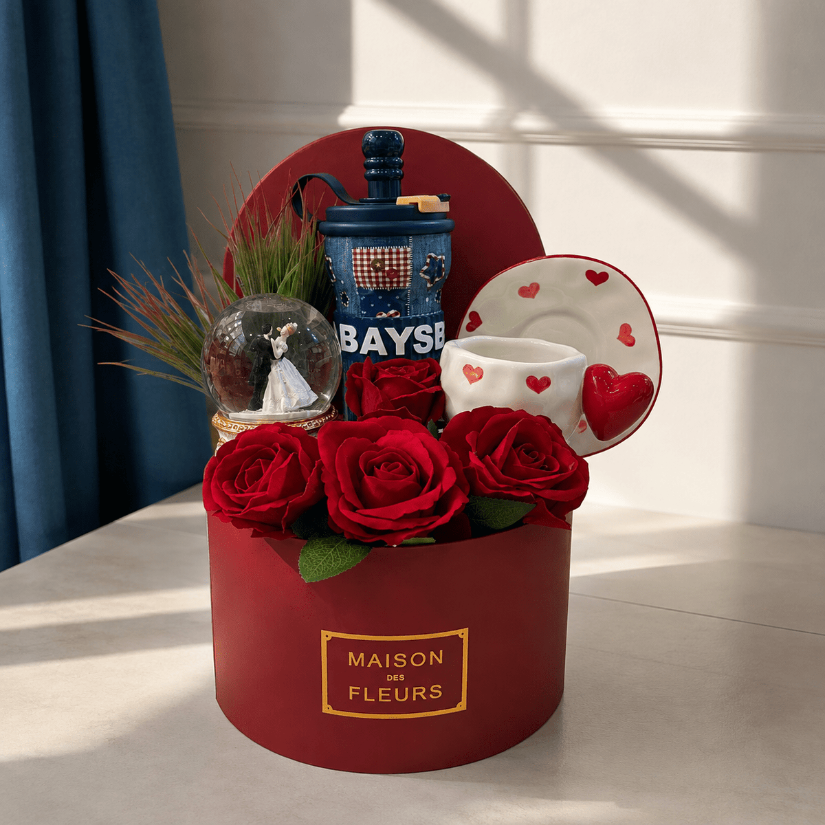 Red roses & heart shaped mug - Tagerelsa3ada
