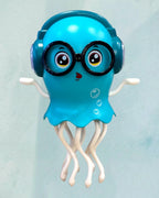 Tagerelsa3ada blue dancing jellyfish toy with headphones and glasses, moves and sings, ideal for children's playtime and sensory stimulation.