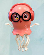 Tagerelsa3ada pink dancing jellyfish toy with headphones and glasses, singing and moving.