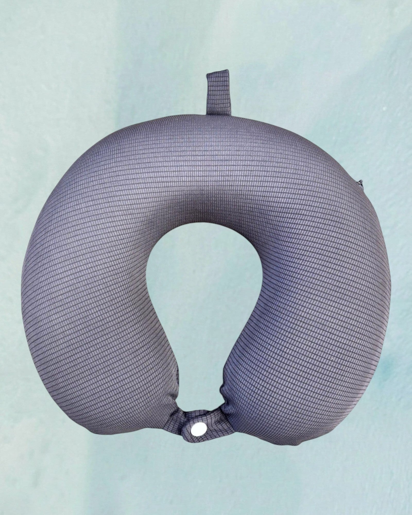 Tagerelsa3ada grey travel neck pillow with snap closure and loop for hanging