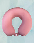 Tagerelsa3ada pink travel neck pillow with snap closure, textured fabric for comfortable support